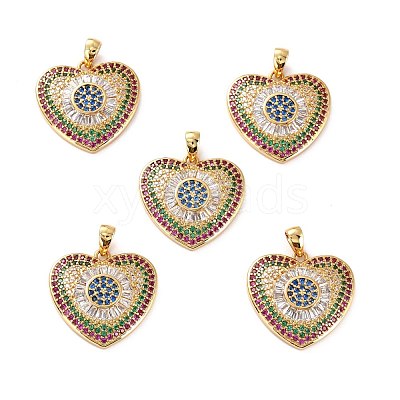 Brass Micro Pave Cubic Zirconia Pendants ZIRC-P092-037G-RS-1