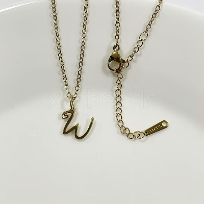 304 Stainless Steel Letter Pendant Necklaces NJEW-WH0027-04W-G-NR-1