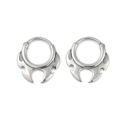 Fire Shaped 316 Surgical Stainless Steel Hoop Earrings LS-EJEW-G416-35P-1