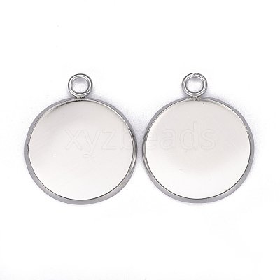 304 Stainless Steel Pendant Cabochon Settings X-STAS-F191-14S-G-1