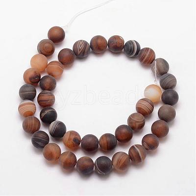 Natural Striped Agate/Banded Agate Bead Strands G-K166-12-12mm-04-1