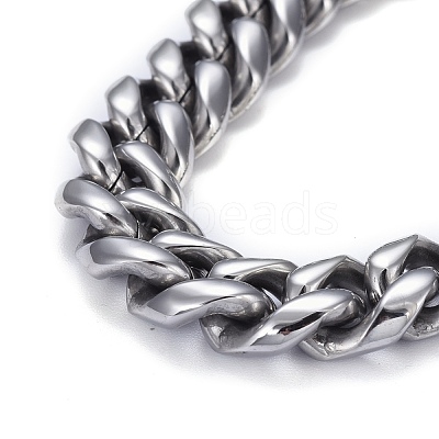Tarnish Resistant Men's 304 Stainless Steel Cuban Link Chain Bracelets BJEW-P263-B03-P-1