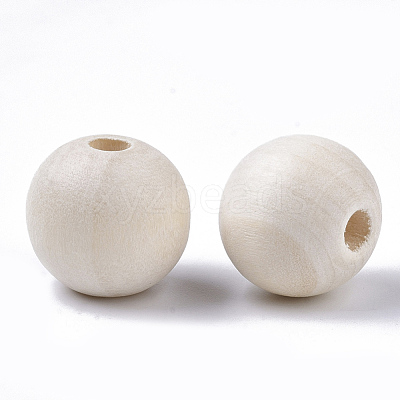 Natural Unfinished Wood Beads WOOD-S651-A16mm-LF-1