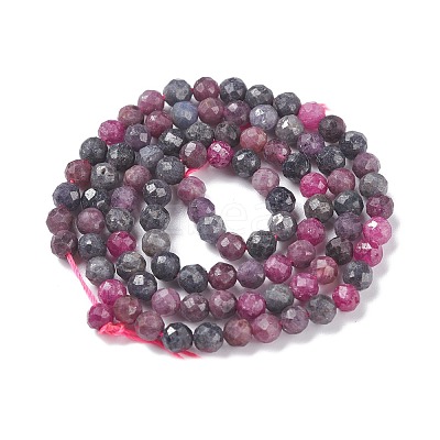 Natural Red Corundum/Ruby and Sapphire Beads Strands G-R460-4mm-013-1