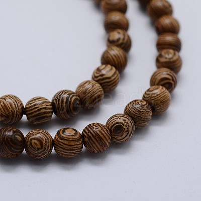 Natural Wenge Wood Beads Strands X-WOOD-F006-02-8mm-1