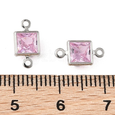 SHEGRACE Brass Pave Cubic Zirconia Square Connector Charms XGRQ2O264-440E-P-1