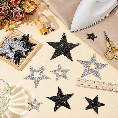 8 Styles Star Hotfix Resin Rhinestone Iron on Patches PATC-FG0002-27-1