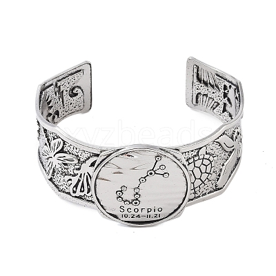 Constellation Alloy Open Cuff Bangles for Women Men BJEW-C064-01AS-11-1