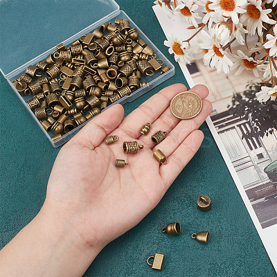 120Pcs 10 Styles Tibetan Style Alloy Cord Ends TIBE-PH0002-20-1