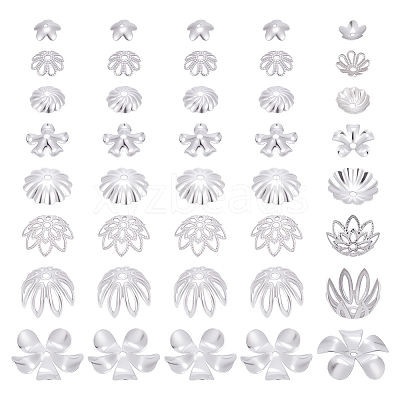 240Pcs 8 styles Stainless Steel Fancy Bead Caps STAS-PH0006-65-1