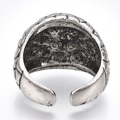 Alloy Glass Cuff Finger Rings RJEW-T006-04B-1
