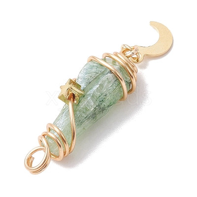 3Pcs 3 Styles Electroplated Natural Quartz Crystal Copper Wire Wrapped Pendants PALLOY-JF02586-06-1