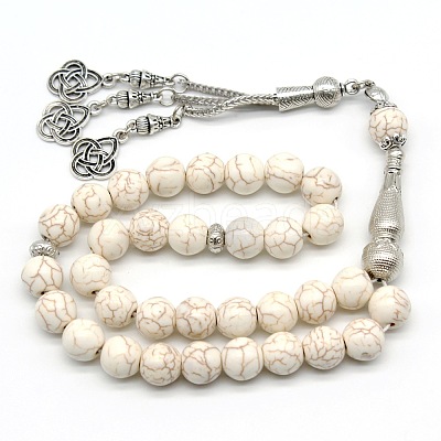 White Synthetic Turquoise Beaded Wrap Bracelet EY5612-1-1
