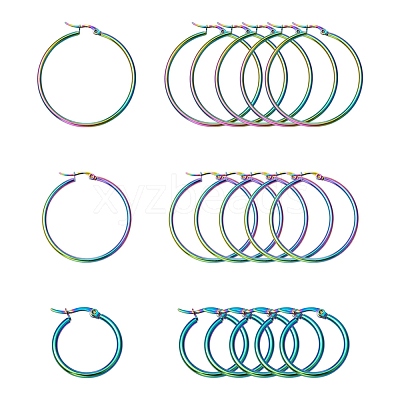 3 Pairs 3 Size 304 Stainless Steel Huggie Hoop Earrings EJEW-FS0001-03-1