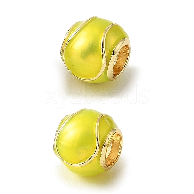 Sports Ball Brass Enamel European Beads KK-CBAF2EC-03G-01-1