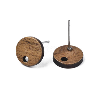 Walnut Wood Stud Earring Findings MAK-N032-043A-1