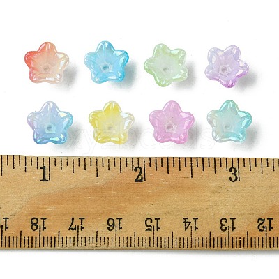 120Pcs 8 Colors UV Plating Iridescent Acrylic Bead Caps OACR-FS0001-64-1