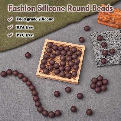 100Pcs Silicone Beads Round Rubber Bead 15MM Loose Spacer Beads for DIY Supplies Jewelry Keychain Making JX450A-1