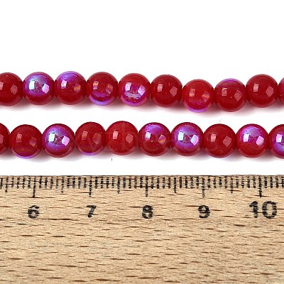 Electroplate Opaque Glass Beads Strands EGLA-Q132-6MM-01C-06-1