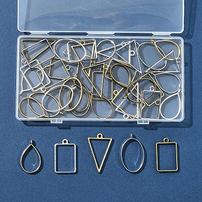 38Pcs 19 Styles Alloy Open Back Bezel Pendants FIND-FS0003-61-1