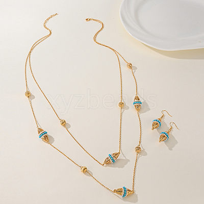 Bohemian Style Brass Horse Eye Double Layer Necklaces & Earrings Sets for Women YG5819-1