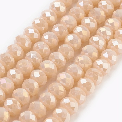 Electroplate Glass Beads Strands X-GLAA-K027-FR-B01-1