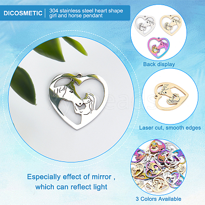 24Pcs 3 Colors 304 Stainless Steel Pendants STAS-DC0012-04-1