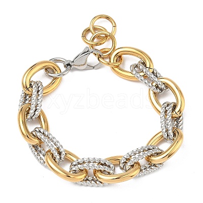 304 Stainless Steel Cable Chain Bracelets for Women BJEW-B158-03GP-1