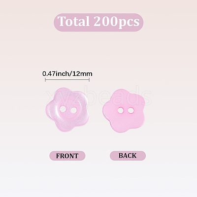 200Pcs 2-Hole Resin Buttons RESI-SP0001-52A-1
