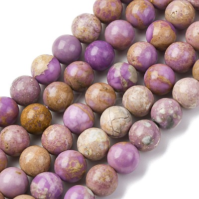 Natural Lepidolite/Purple Mica Stone Beads Strands G-K401-A01-10mm-1