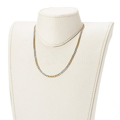 Two Tone 304 Stainless Steel Curb Chain Necklaces X-NJEW-JN03541-1