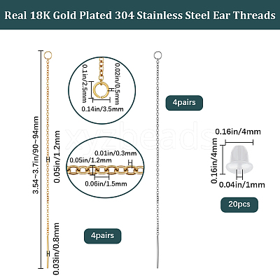 8 Pairs 2 Colors 304 Stainless Steel Earring Findings STAS-BBC0009-72-1