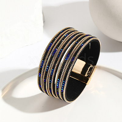 PU Leather Rhinestone Multi-strand Bracelets WGEB3AF-01-1