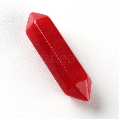 Faceted No Hole Natural Dyed White Jade Double Terminated Points G-WH0016-04B-1