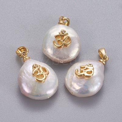 Natural Cultured Freshwater Pearl Pendants KK-L187-04B-1