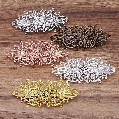 Vintage Hair Accessories Iron Hair Barrette Findings OHAR-PW0001-035AB-1