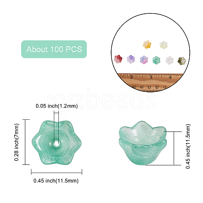 100Pcs Transparent Spray Painted Glass Beads GLAA-CJ0001-62-1