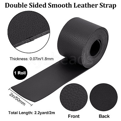 2M Flat Single Face Lychee Pattern Imitation Leather Band LC-WH0010-02C-01-1