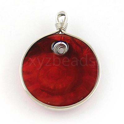 Handmade Silver Foil Lampwork Pendants FOIL-S135-01-B-1