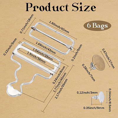6 Bags Adjustable Iron Buckles IFIN-CY0001-05P-1