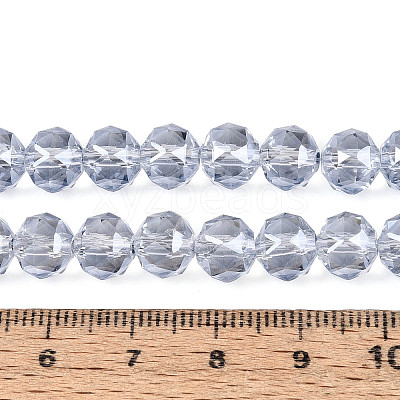 Electroplate Transparent Glass Round Beads Strands EGLA-T029-8mm-12T-07-1