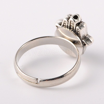 Tibetan Style Natural & Synthetic Mixed Stone Cuff Rings RJEW-JR00126-1