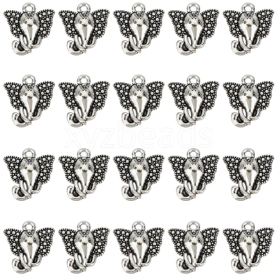 160Pcs Tibetan Style Zinc Alloy Elephant Head Charms FIND-SC0007-97-1