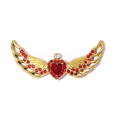 304 Stainless Steel Micro Pave Red Cubic Zirconia Pendants CU-OY001-28G-1