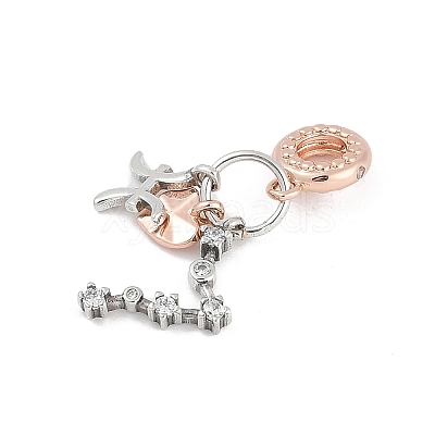 Brass Pendants with Cubic Zirconia European Beads KK-Q015-01B-1