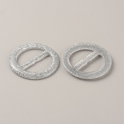 Flat Round Resin Buckle Clasps CRES-WH0013-15G-1