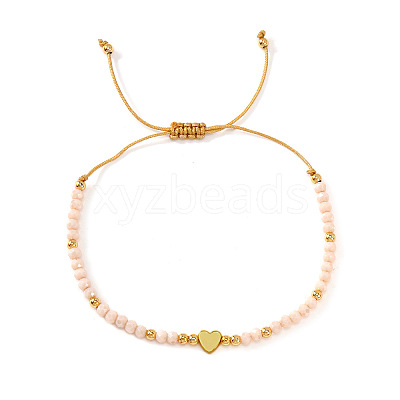 Adjustable Brass & Glass Braided Bead Bracelets for Women WG4426-1-1