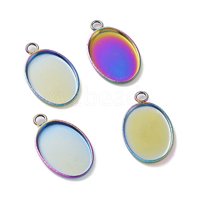 Ion Plating(IP) 304 Stainless Steel Pendant Cabochon Settings X-STAS-H383-12M-1