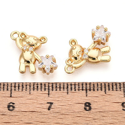 Brass Micro Pave Clear Cubic Zirconia Pendants KK-T078-02G-04-1