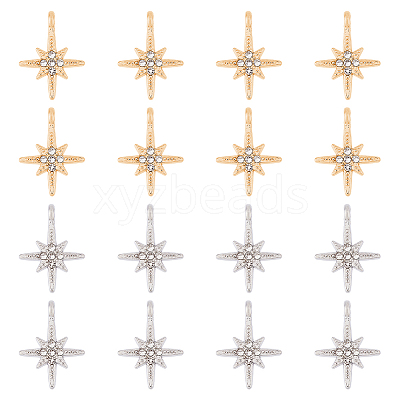 60Pcs 2 Colors Alloy Rhinestone Pendants ALRI-DC0001-10-1